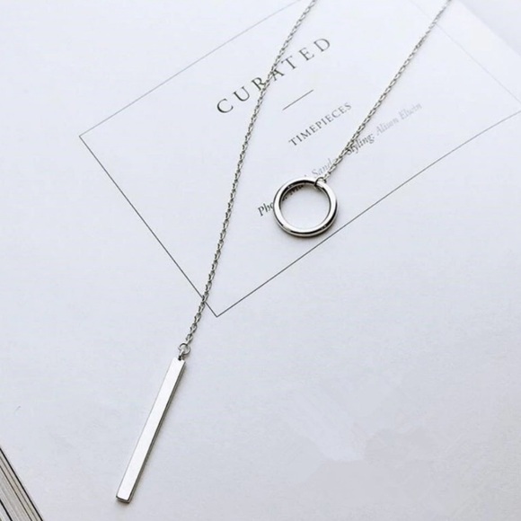 NEW 925 Sterling Silver Bar Circle Necklace - Picture 8 of 8